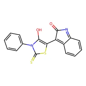 (Z)-5-(2-oxoindolin-3-ylidene)-3-phenyl-2-thioxothiazolidin-4-one structure