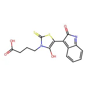 (Z)-4-(4-oxo-5-(2-oxoindolin-3-ylidene)-2-thioxothiazolidin-3-yl)butanoic acid structure