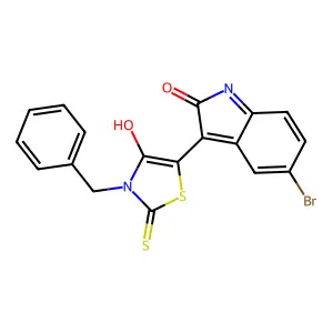 (Z)-3-benzyl-5-(5-bromo-2-oxoindolin-3-ylidene)-2-thioxothiazolidin-4-one structure