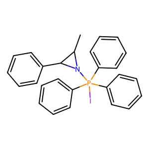 trans-Iodo(2-methyl-3-phenyl-1-aziridinyl)triphenylphosphorane structure