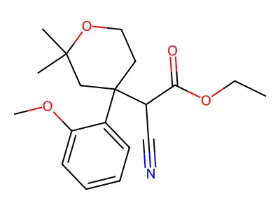 ethyl cyano[4-(2-methoxyphenyl)-2,2-dimethyltetrahydro-2H-pyran-4-yl]acetate structure