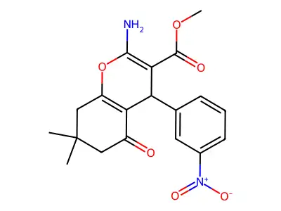 methyl 2-amino-7,7-dimethyl-4-(3-nitrophenyl)-5-oxo-5,6,7,8-tetrahydro-4H-chromene-3-carboxylate structure