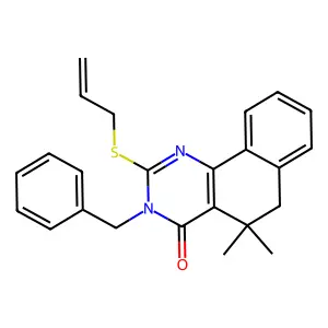 3-benzyl-5,5-dimethyl-2-prop-2-enylsulfanyl-6H-benzo[h]quinazolin-4-one structure