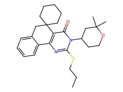 3-(2,2-dimethyloxan-4-yl)-2-propylsulfanylspiro[6H-benzo[h]quinazoline-5,1'-cyclohexane]-4-one structure