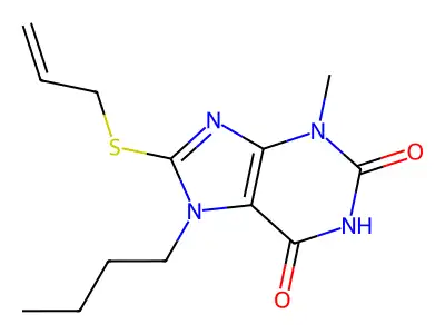7-Butyl-3-methyl-8-prop-2-enylsulfanylpurine-2,6-dione structure