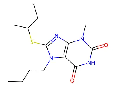 7-butyl-8-(sec-butylthio)-3-methyl-1H-purine-2,6(3H,7H)-dione structure