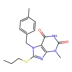3-Methyl-7-[(4-methylphenyl)methyl]-8-propylsulfanylpurine-2,6-dione structure