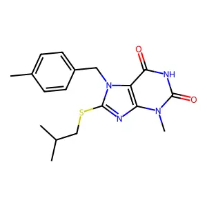 8-Isobutylsulfanyl-3-methyl-7-(4-methyl-benzyl)-3,7-dihydro-purine-2,6-dione structure