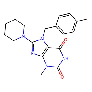 3-methyl-7-(4-methylbenzyl)-8-(piperidin-1-yl)-1H-purine-2,6(3H,7H)-dione structure