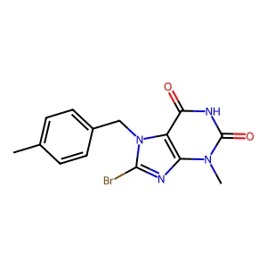 8-bromo-3-methyl-7-(4-methylbenzyl)-1H-purine-2,6(3H,7H)-dione structure