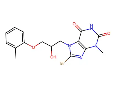 8-bromo-7-(2-hydroxy-3-(o-tolyloxy)propyl)-3-methyl-1H-purine-2,6(3H,7H)-dione structure