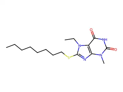 7-Ethyl-3-methyl-8-octylsulfanylpurine-2,6-dione structure