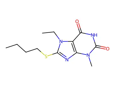 8-Butylsulfanyl-7-ethyl-3-methylpurine-2,6-dione structure