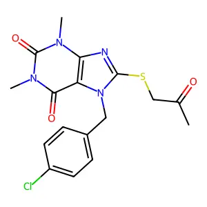 7-(4-chlorobenzyl)-1,3-dimethyl-8-[(2-oxopropyl)sulfanyl]-3,7-dihydro-1H-purine-2,6-dione structure