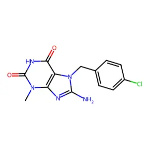8-amino-7-(4-chlorobenzyl)-3-methyl-1H-purine-2,6(3H,7H)-dione structure