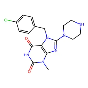 7-[(4-Chlorophenyl)methyl]-3-methyl-8-piperazin-1-ylpurine-2,6-dione structure
