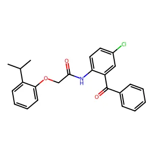 N-(2-benzoyl-4-chlorophenyl)-2-(2-isopropylphenoxy)acetamide structure