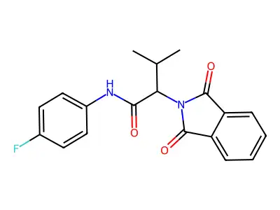 2-(1,3-dioxoisoindol-2-yl)-N-(4-fluorophenyl)-3-methylbutanamide structure