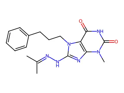 3-Methyl-7-(3-phenylpropyl)-8-(2-propan-2-ylidenehydrazinyl)purine-2,6-dione structure