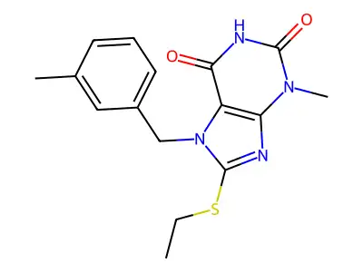 8-(ethylthio)-3-methyl-7-(3-methylbenzyl)-1H-purine-2,6(3H,7H)-dione structure