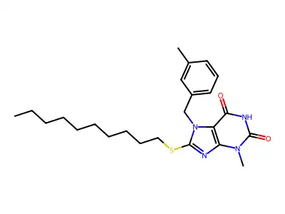8-Decylsulfanyl-3-methyl-7-[(3-methylphenyl)methyl]purine-2,6-dione structure