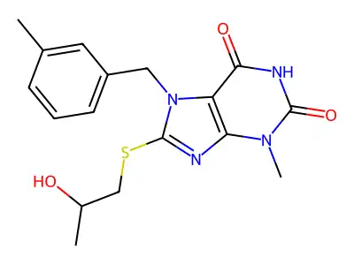 8-(2-Hydroxypropylsulfanyl)-3-methyl-7-[(3-methylphenyl)methyl]purine-2,6-dione structure