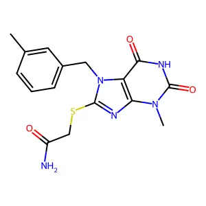 2-((3-methyl-7-(3-methylbenzyl)-2,6-dioxo-2,3,6,7-tetrahydro-1H-purin-8-yl)thio)acetamide structure