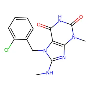 7-[(2-Chlorophenyl)methyl]-3-methyl-8-(methylamino)purine-2,6-dione structure
