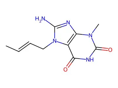 8-Amino-7-(2-buten-1-YL)-3-methyl-3,7-dihydro-1H-purine-2,6-dione structure