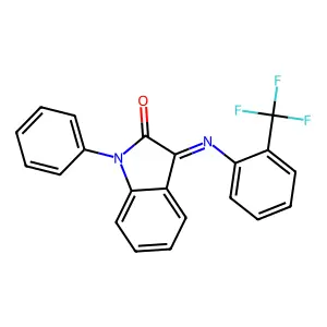 1-phenyl-3-{[2-(trifluoromethyl)phenyl]imino}-1,3-dihydro-2H-indol-2-one structure
