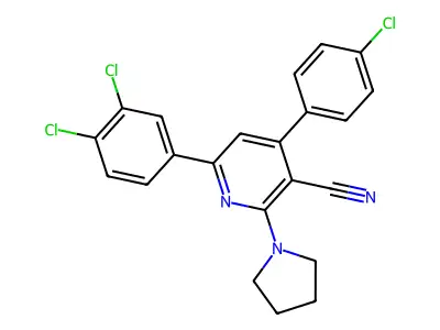 4-(4-Chlorophenyl)-6-(3,4-dichlorophenyl)-2-(1-pyrrolidinyl)nicotinonitrile structure