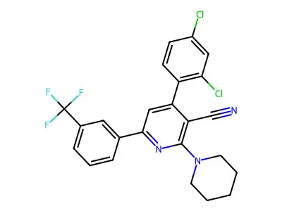 4-(2,4-Dichlorophenyl)-2-piperidino-6-[3-(trifluoromethyl)phenyl]nicotinonitrile structure