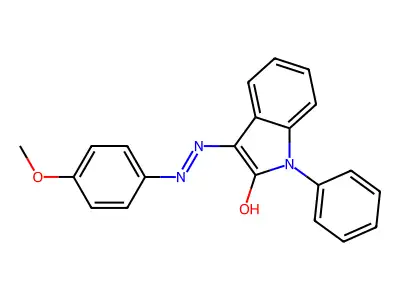 1-phenyl-1H-indole-2,3-dione 3-[N-(4-methoxyphenyl)hydrazone] structure