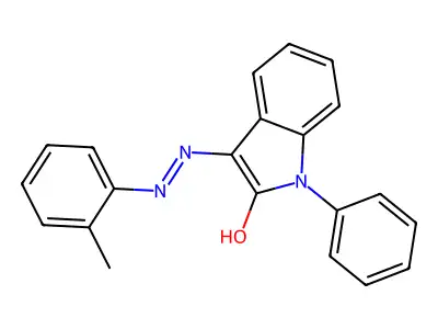 1-phenyl-1H-indole-2,3-dione 3-[N-(2-methylphenyl)hydrazone] structure