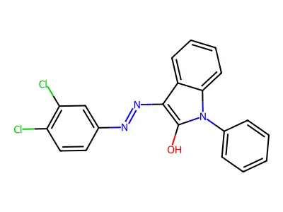 1-phenyl-1H-indole-2,3-dione 3-[N-(3,4-dichlorophenyl)hydrazone] structure