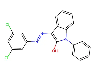 1-phenyl-1H-indole-2,3-dione 3-[N-(3,5-dichlorophenyl)hydrazone] structure