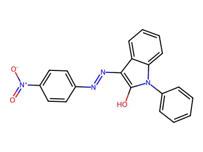 1-phenyl-1H-indole-2,3-dione 3-[N-(4-nitrophenyl)hydrazone] structure