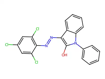 1-phenyl-1H-indole-2,3-dione 3-[N-(2,4,6-trichlorophenyl)hydrazone] structure