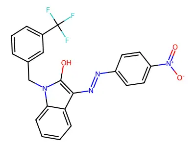 1-[3-(trifluoromethyl)benzyl]-1H-indole-2,3-dione 3-[N-(4-nitrophenyl)hydrazone] structure