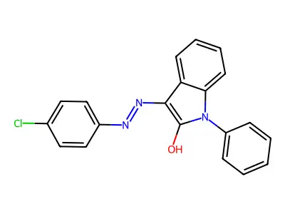 1-phenyl-1H-indole-2,3-dione 3-[N-(4-chlorophenyl)hydrazone] structure