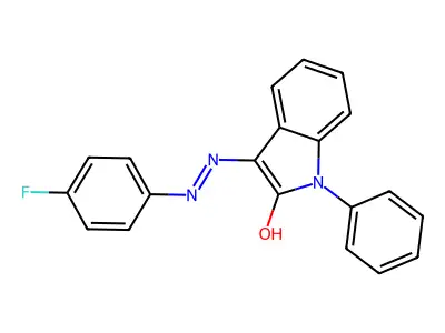 1-phenyl-1H-indole-2,3-dione 3-[N-(4-fluorophenyl)hydrazone] structure