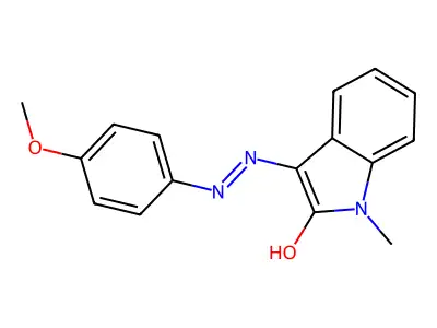 1-methyl-1H-indole-2,3-dione 3-[N-(4-methoxyphenyl)hydrazone] structure