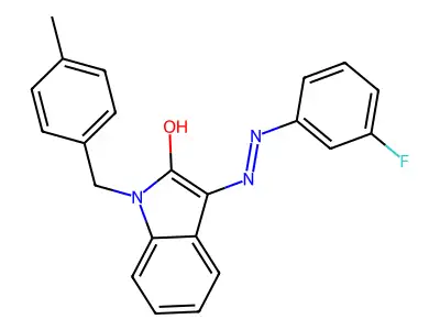1-(4-methylbenzyl)-1H-indole-2,3-dione 3-[N-(3-fluorophenyl)hydrazone] structure