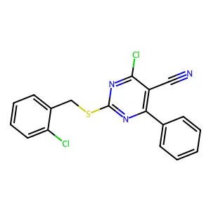 4-Chloro-2-[(2-chlorobenzyl)sulfanyl]-6-phenyl-5-pyrimidinecarbonitrile structure
