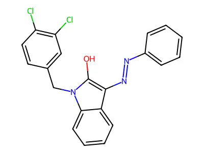 1-(3,4-dichlorobenzyl)-1H-indole-2,3-dione 3-(N-phenylhydrazone) structure