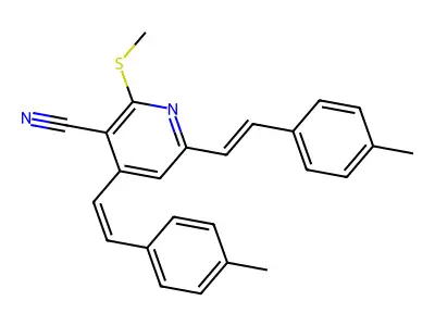 4,6-Bis[2-(4-methylphenyl)ethenyl]-2-methylsulfanylpyridine-3-carbonitrile structure