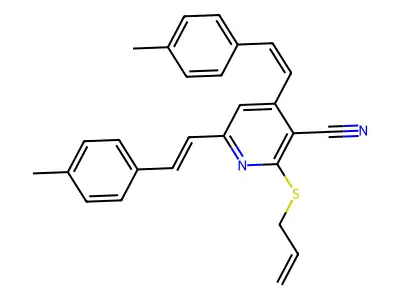 4,6-Bis[2-(4-methylphenyl)ethenyl]-2-prop-2-enylsulfanylpyridine-3-carbonitrile structure