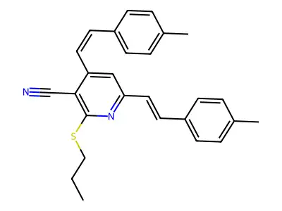 4,6-Bis[2-(4-methylphenyl)ethenyl]-2-propylsulfanylpyridine-3-carbonitrile structure