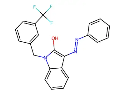 1-[3-(trifluoromethyl)benzyl]-1H-indole-2,3-dione 3-(N-phenylhydrazone) structure