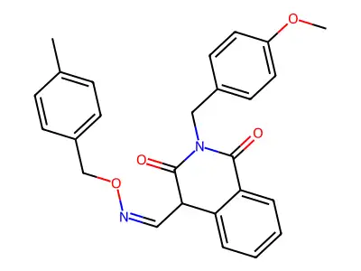 2-[(4-methoxyphenyl)methyl]-4-[(4-methylphenyl)methoxyiminomethyl]-4H-isoquinoline-1,3-dione structure